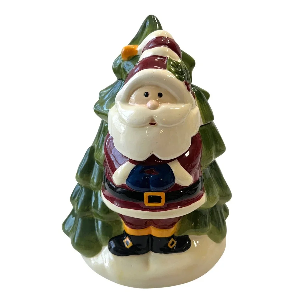 SCM Designs Santa Christmas Tree Cookie Jar‎ Holiday Decor Festive